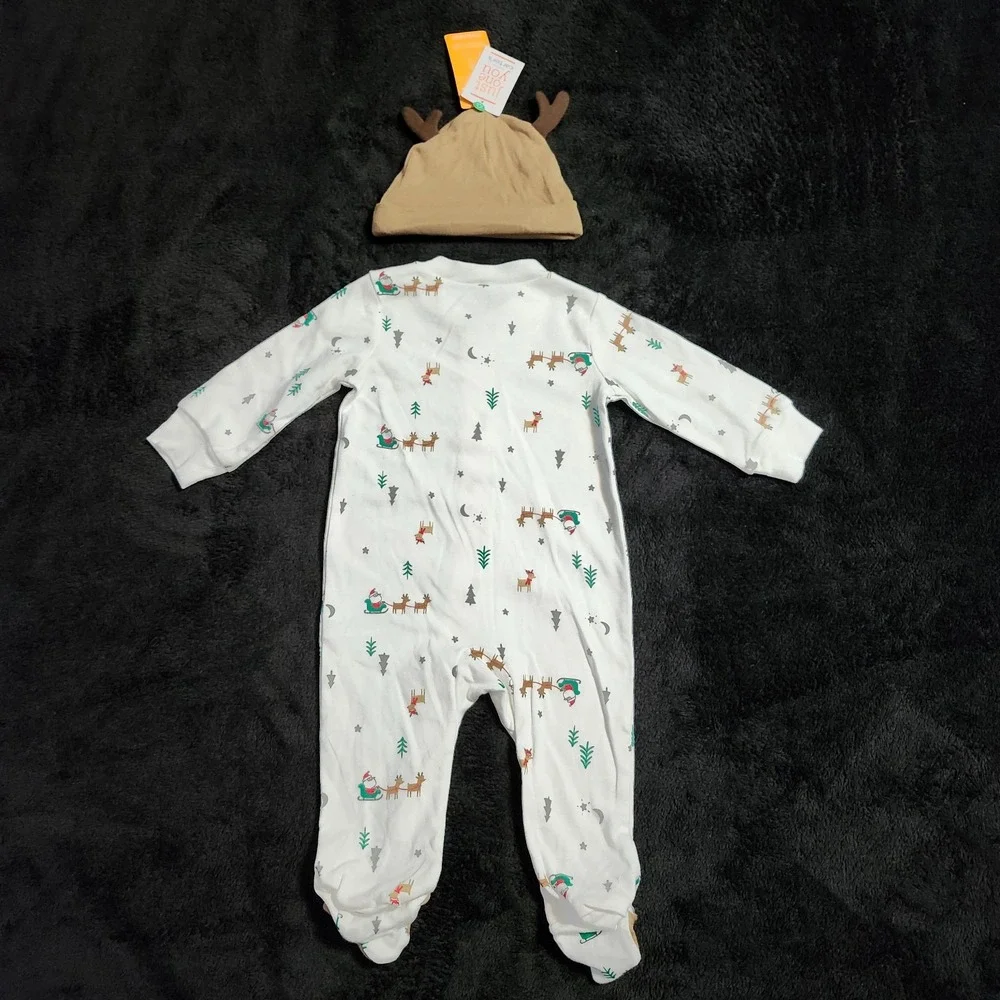 Just One You Made By Carter's Christmas Two Way Zipper Pajama With Antler Hat 6M